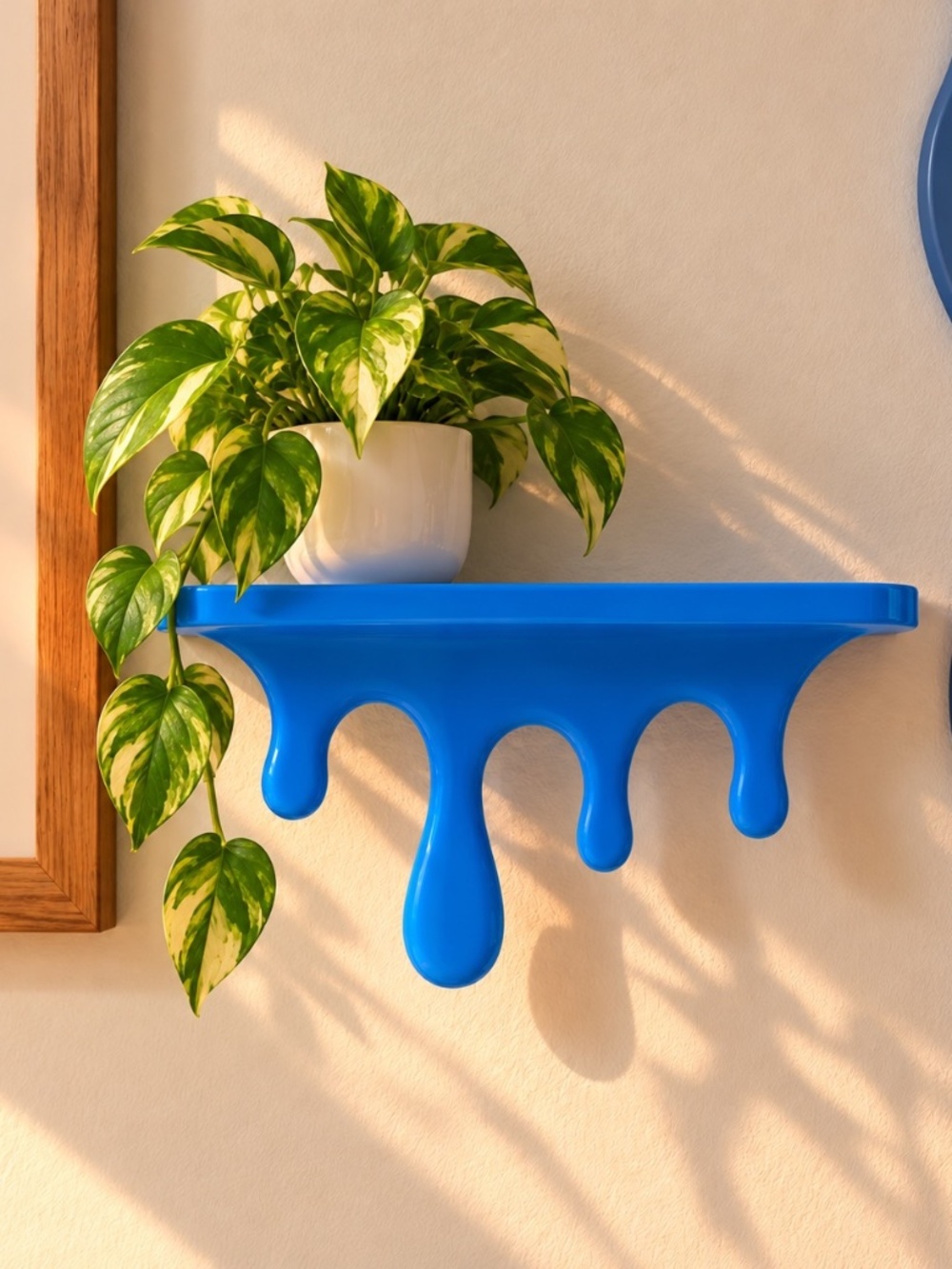 💙 Electric Blue Drip Wall Shelf | 3D Printed Funky Decor | Original Design